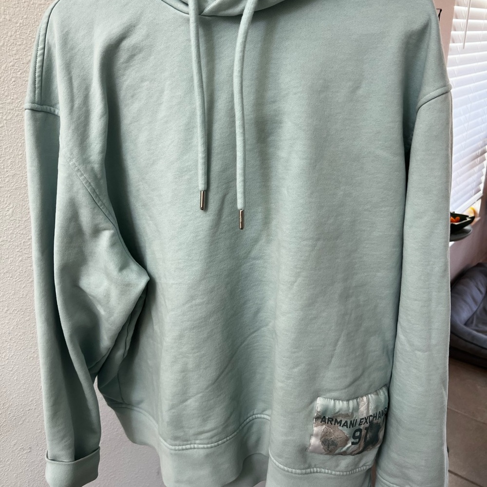 Armani Exchange Men's Light Sage Hooded Sweatshirt - Picture 4 of 6